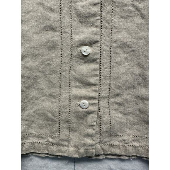 Vintage Charter Club 100% Linen Sleeveless Button Front Top Beige Neutral Size 6 - Picture 2 of 9